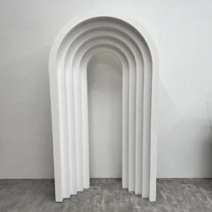 Circular 3D arch backdrop hire Melbourne wedding setup Modern round backdrop styling for Melbourne events